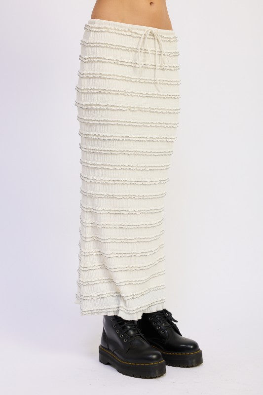 Low Rise Ruffle Maxi Skirt