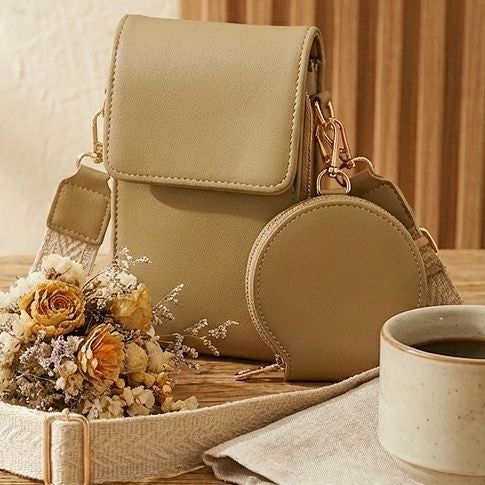 Cross Body Solid Color Pu Leather Purse Wallet