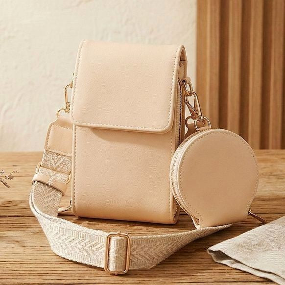 Black Cross Body Solid Color Pu Leather Purse Wallet