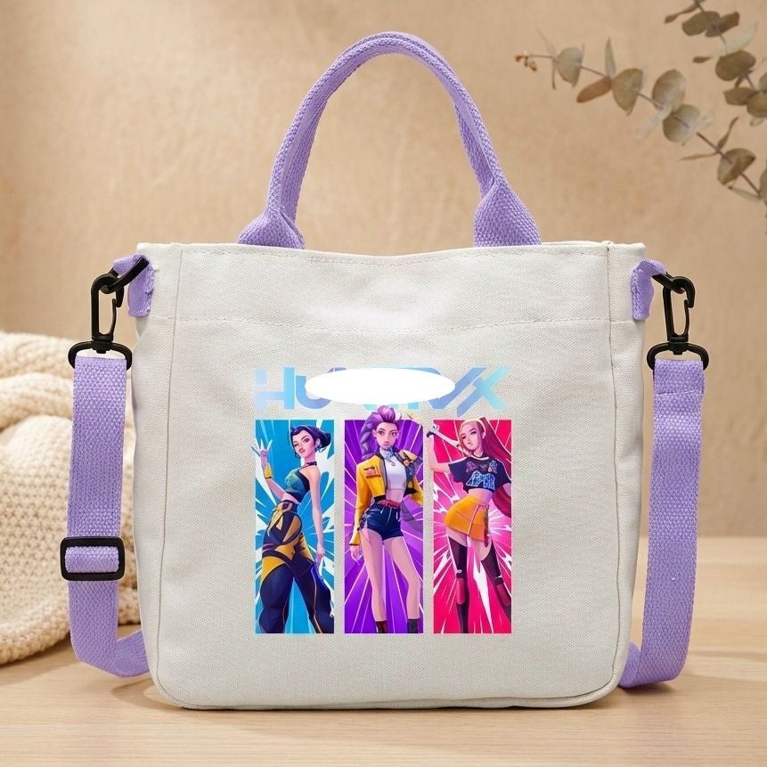 Pink Kpop Girls Mini Crossbody Canvas Tote Strap