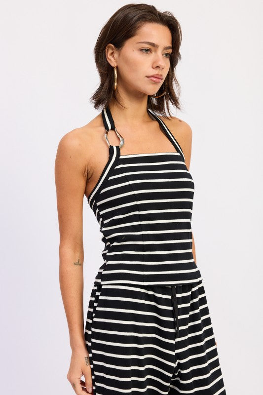 Striped Hardware Halter Top