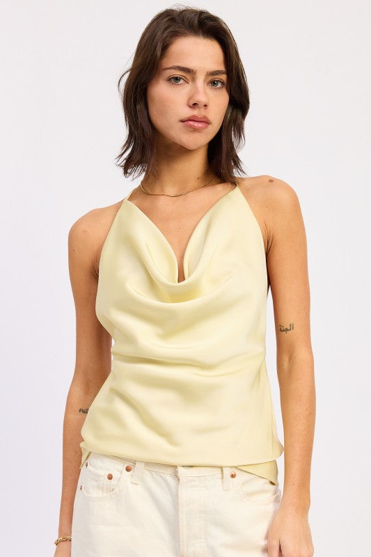 Cowl Neck Top With Open Back