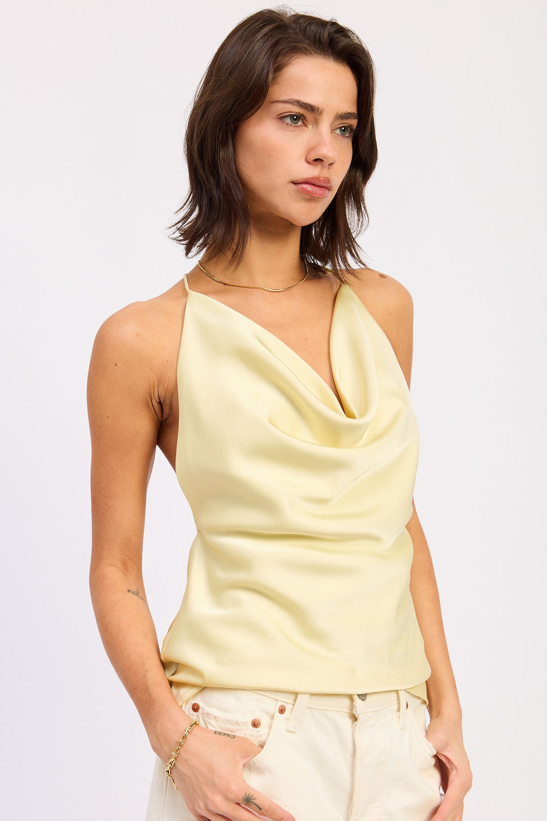 Cowl Neck Top With Open Back