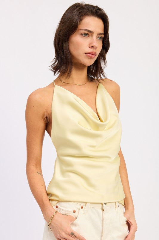 Cowl Neck Top With Open Back