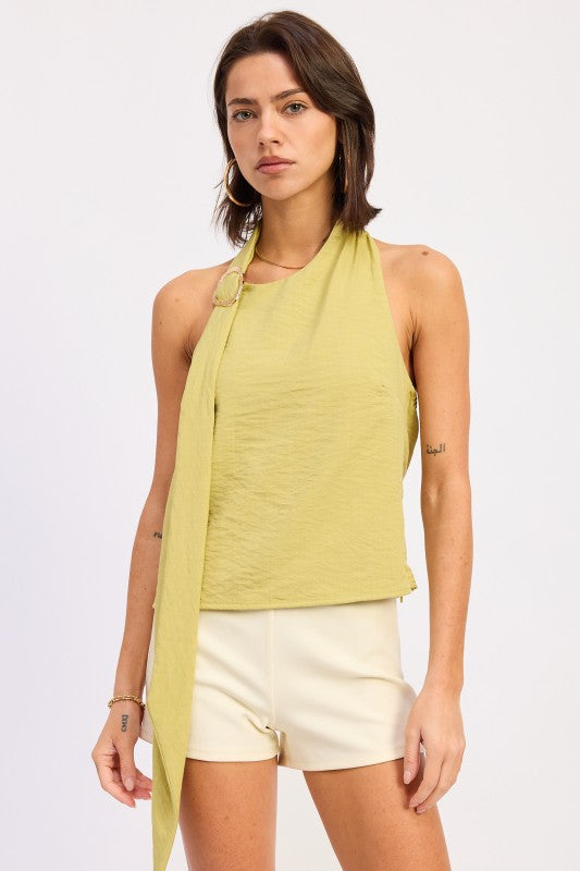 One Shoulder Top With Scarf Detail 1