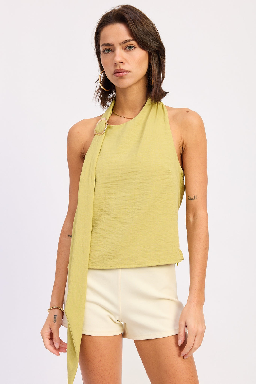 One Shoulder Top With Scarf Detail 1