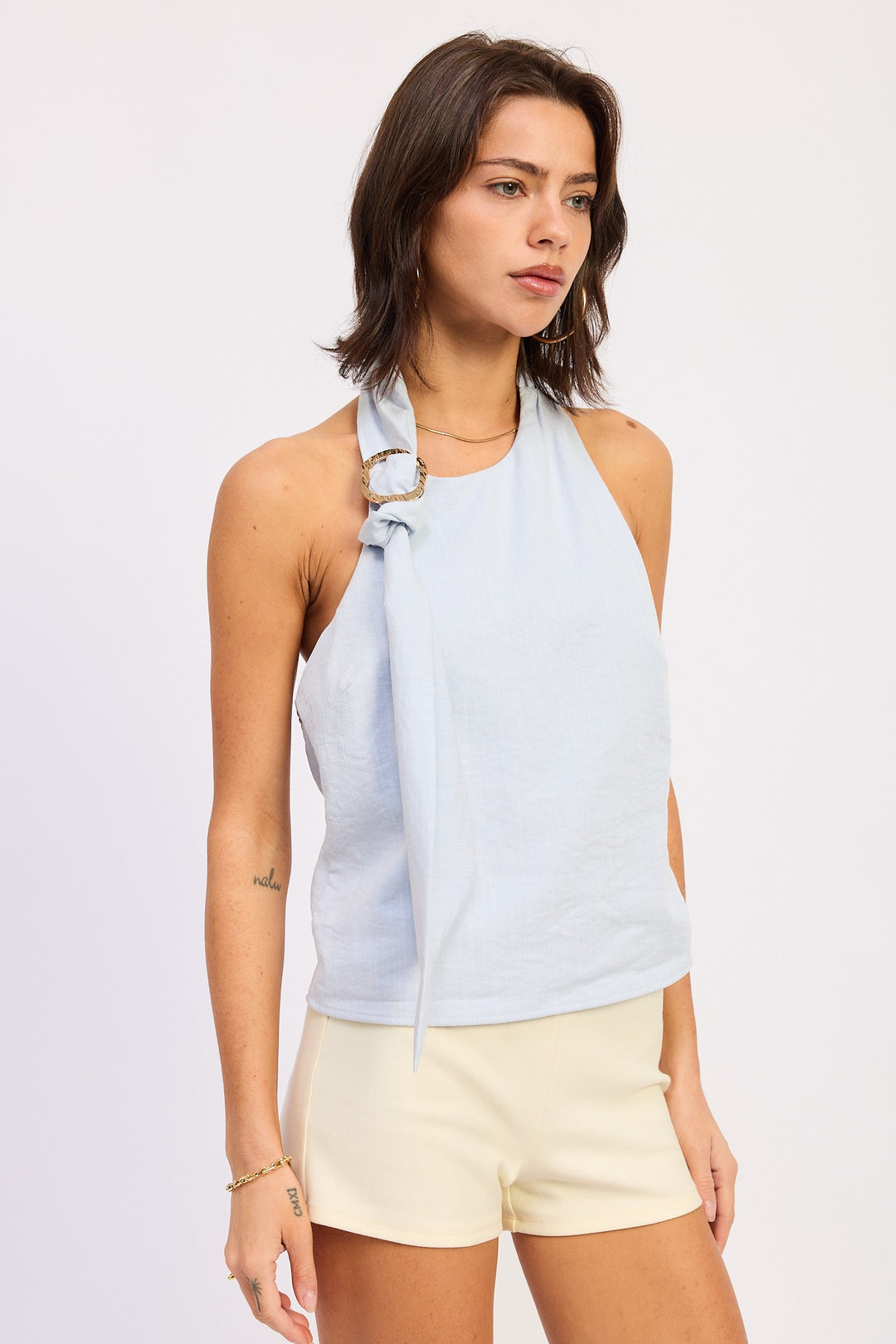 One Shoulder Top With Scarf Detail 1