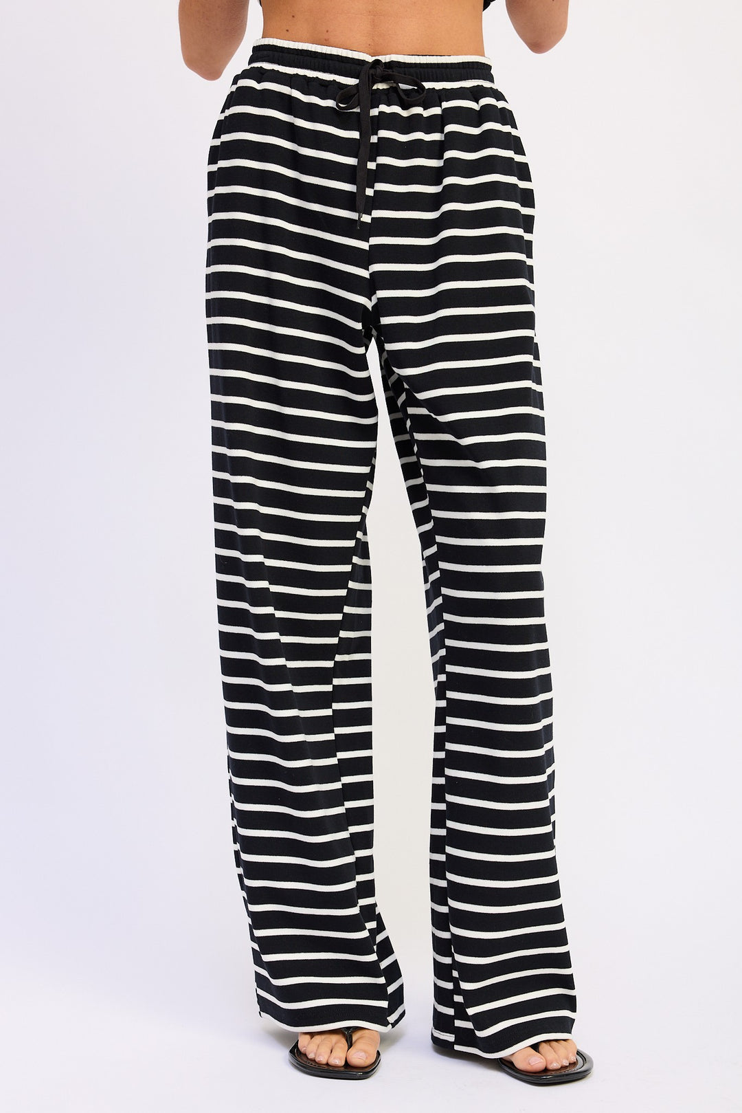 Striped Pants With Elastic Waist Band