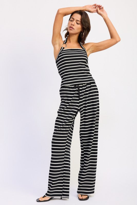 Striped Pants With Elastic Waist Band