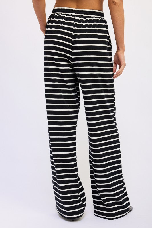 Striped Pants With Elastic Waist Band