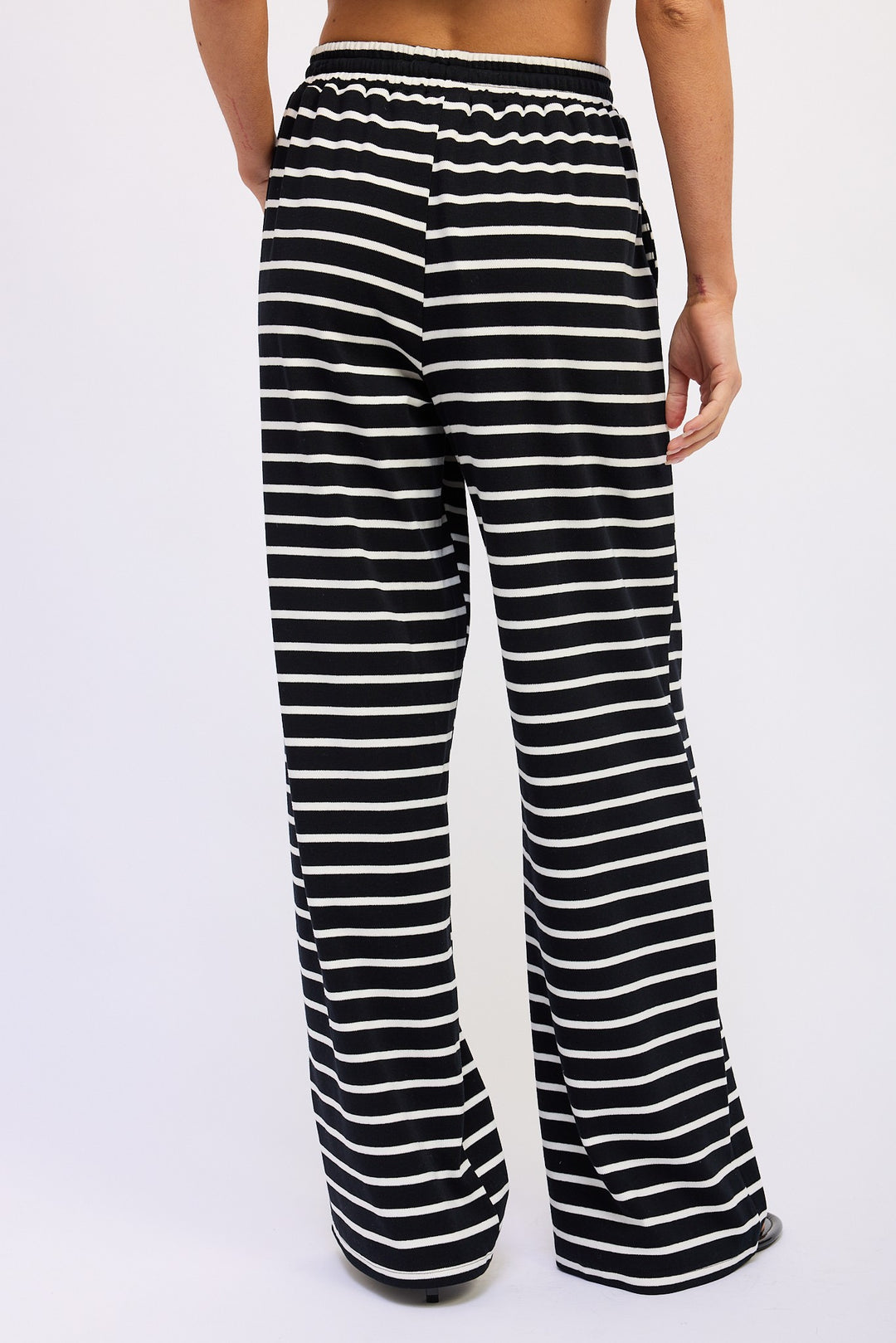Striped Pants With Elastic Waist Band