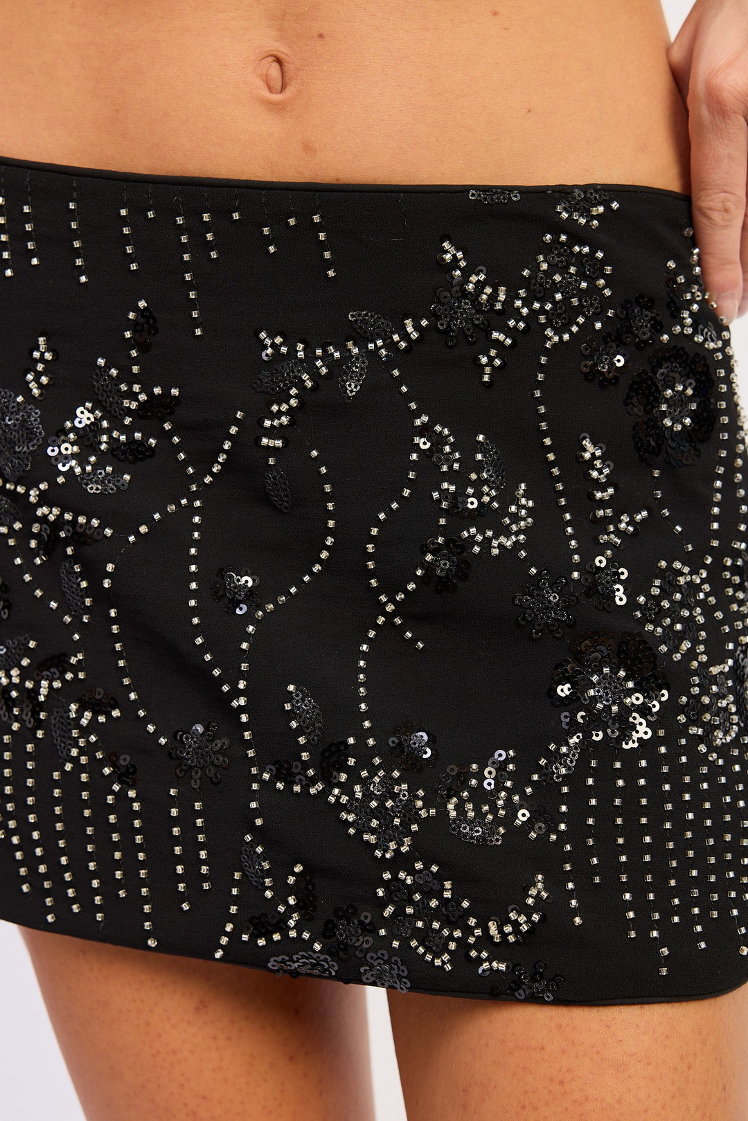 Black Low Rise Mini Skirt