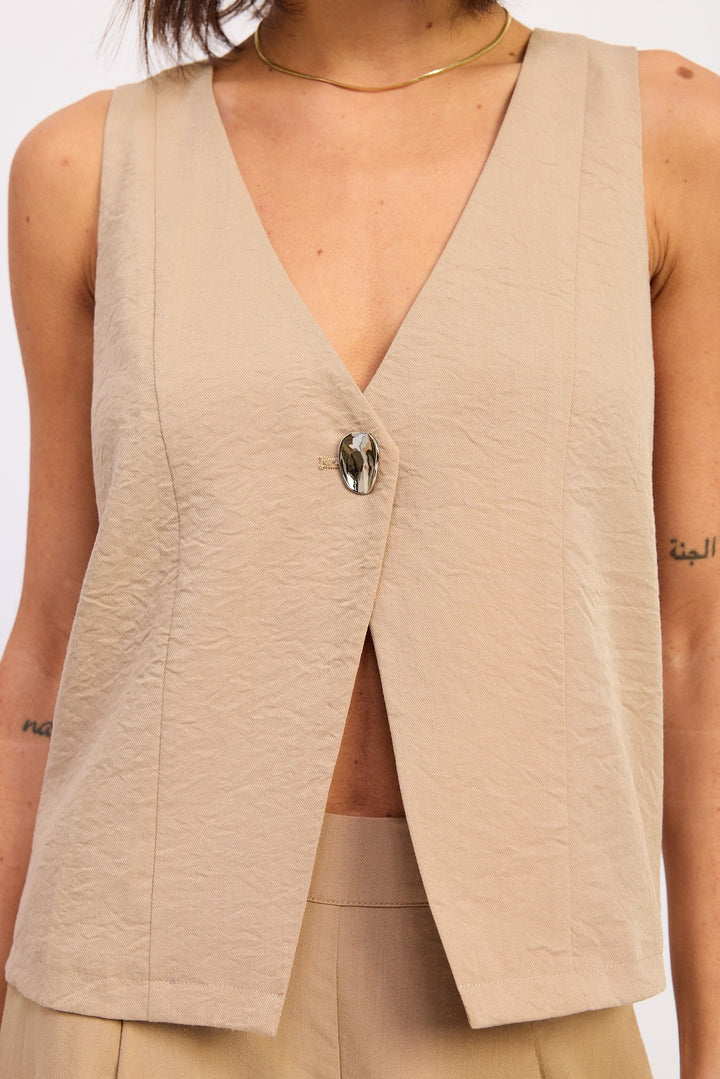 Woven Vest Top With Back Tie