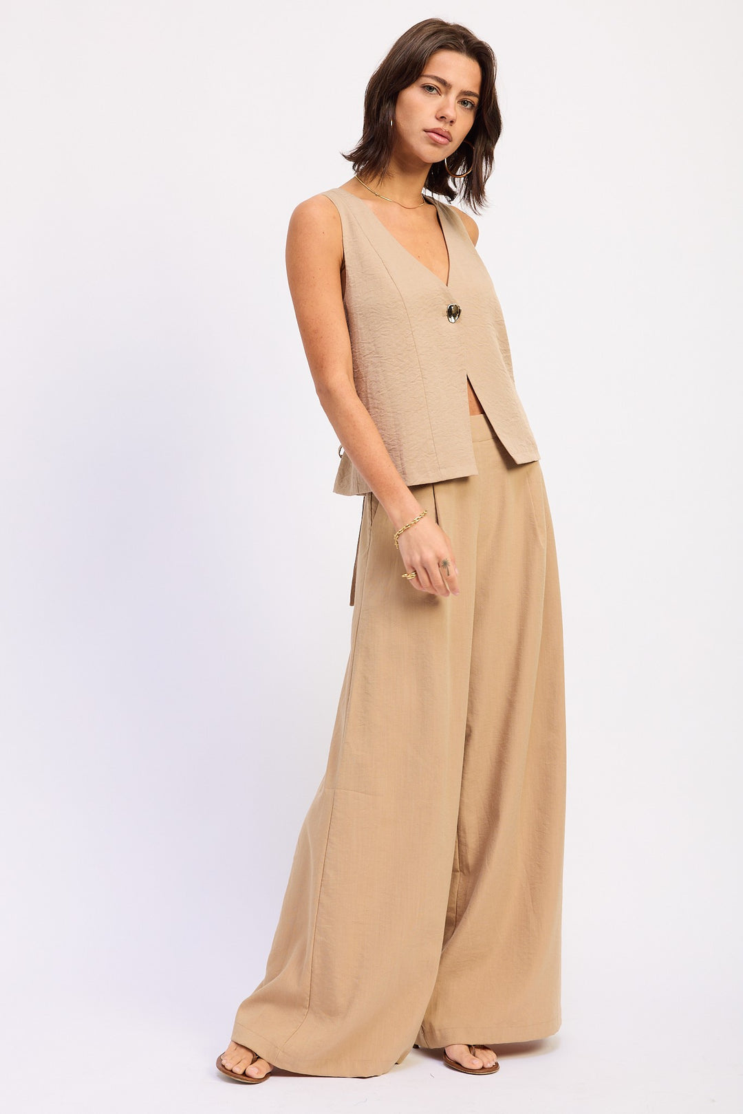 Woven Vest Top With Back Tie