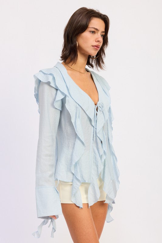 Tie Front Ruffled Top 1