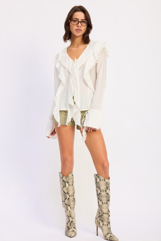 Tie Front Ruffled Top 1