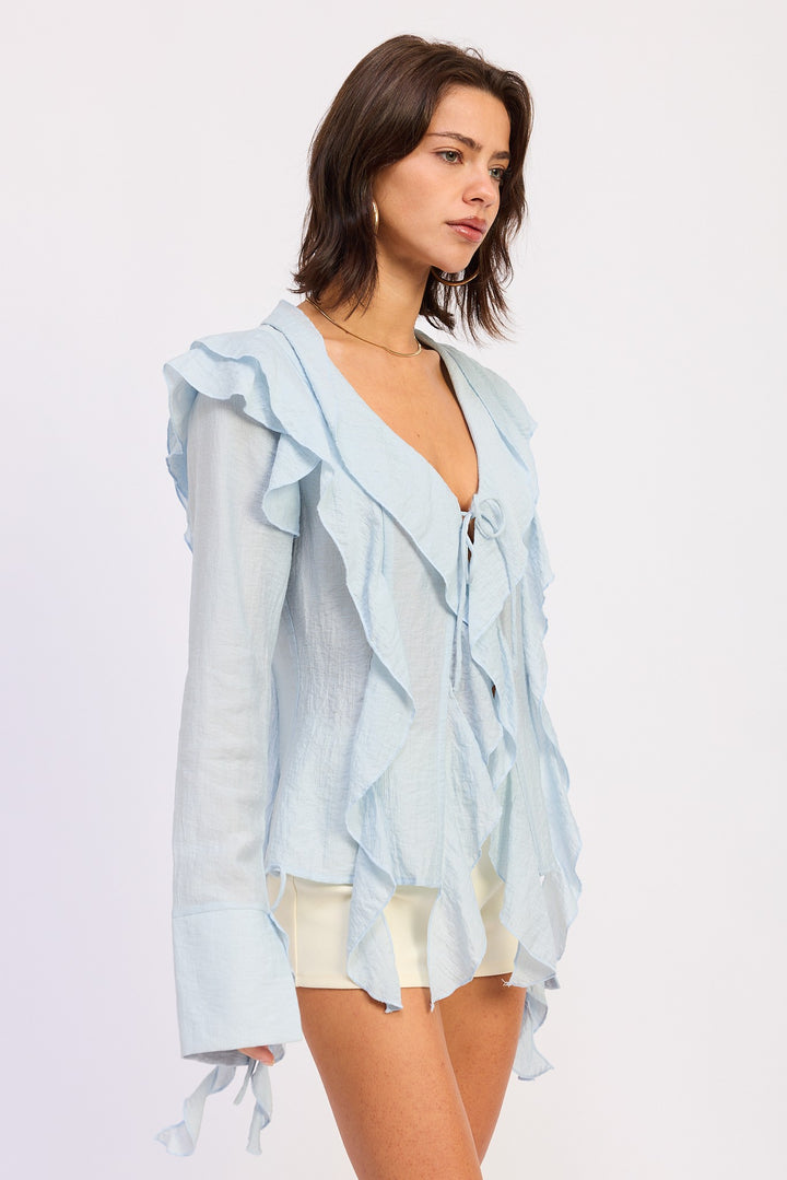Tie Front Ruffled Top 1