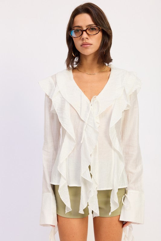 Baby B Lue Tie Front Ruffled Top 1