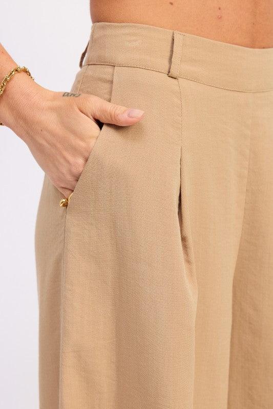 Ivory Wide Leg Linen Pants