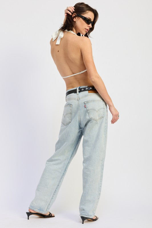 Front Tie Sequin Halter Top