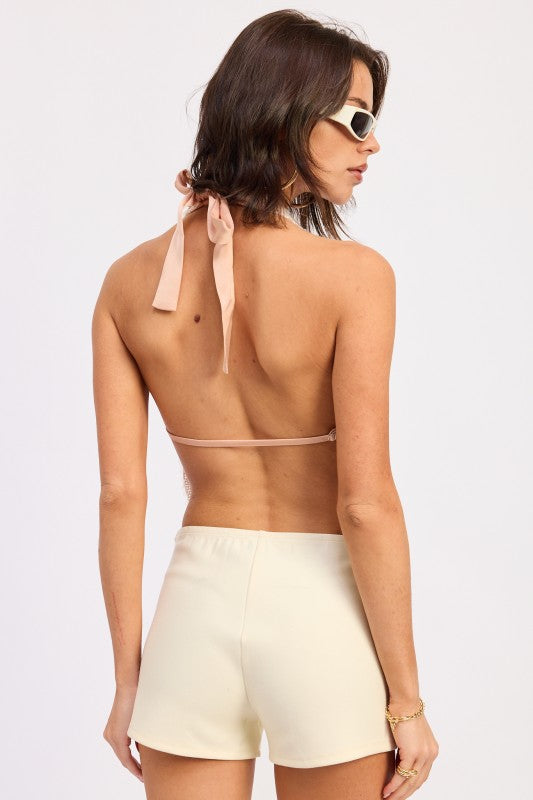 Front Tie Sequin Halter Top