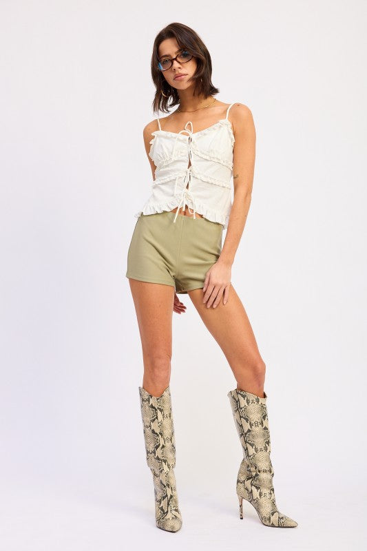 Ruffled Spaghetti Strap Cami Top