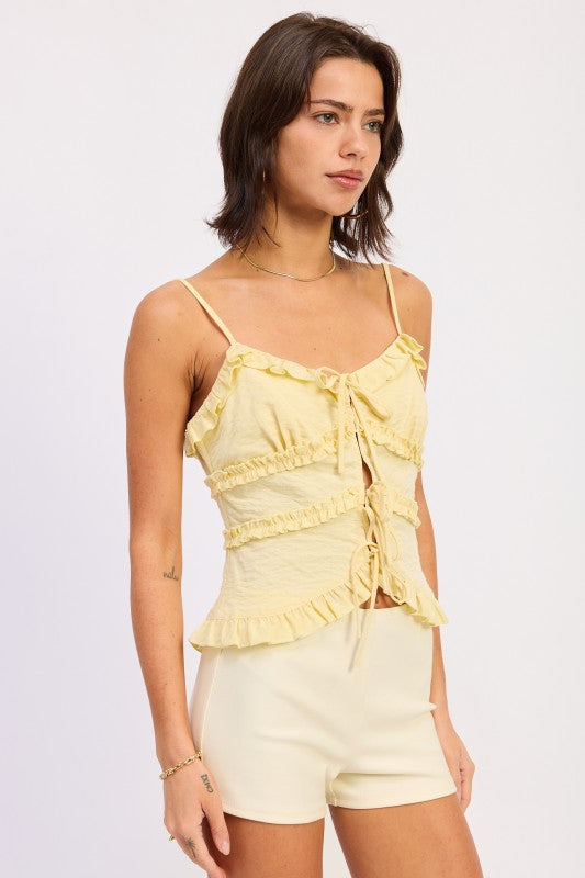 Ruffled Spaghetti Strap Cami Top