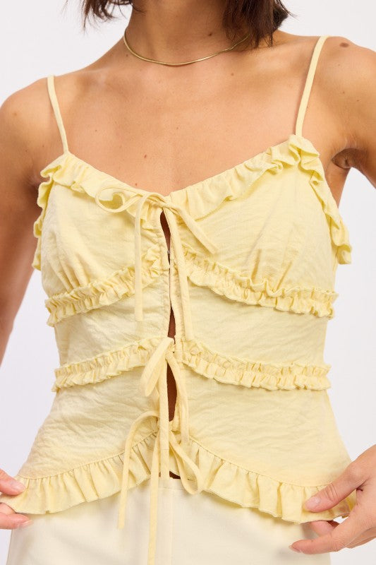 Ruffled Spaghetti Strap Cami Top