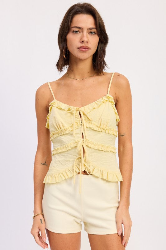 Ruffled Spaghetti Strap Cami Top