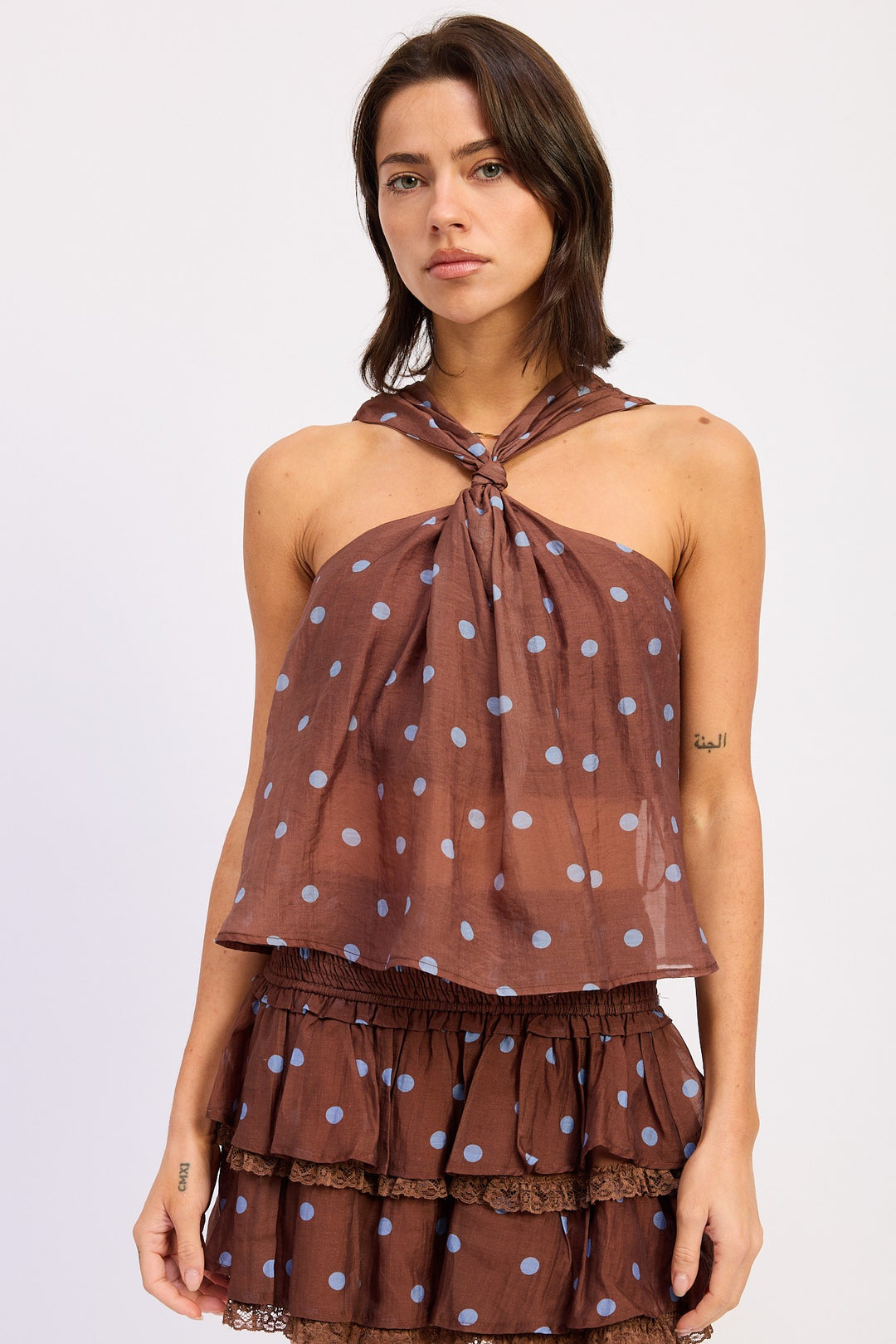 Brown Polka Dot Polka Dot Tie Swing Top