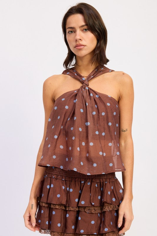 Brown Polka Dot Polka Dot Tie Swing Top