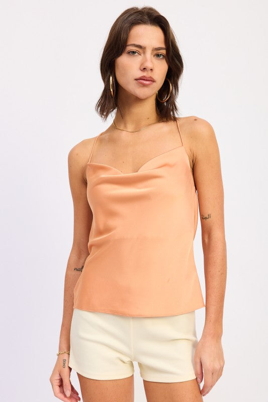 Ivory Cowl Nekc Cami With Ring Hardware