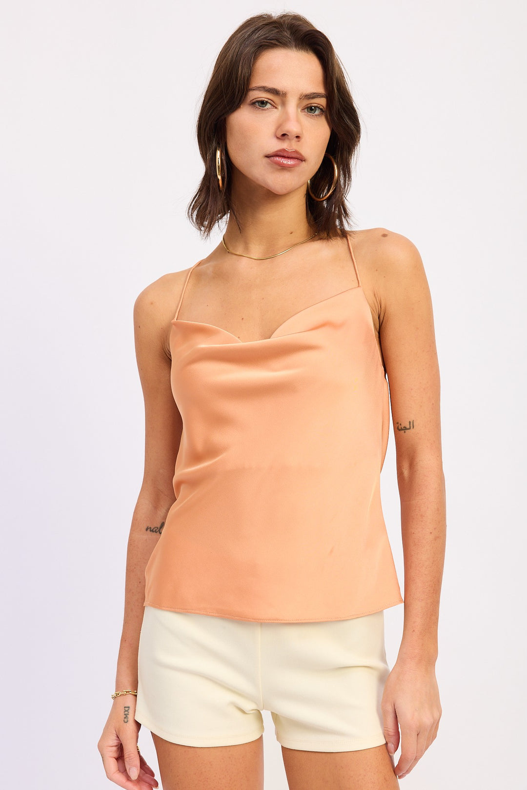 Apricot Cowl Nekc Cami With Ring Hardware