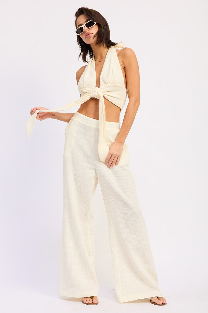Double Gauze Halter Neck Crop Top