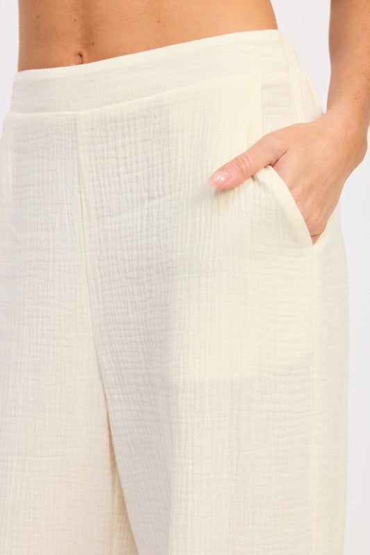 Double Gauze High Waist Palazzo Pants