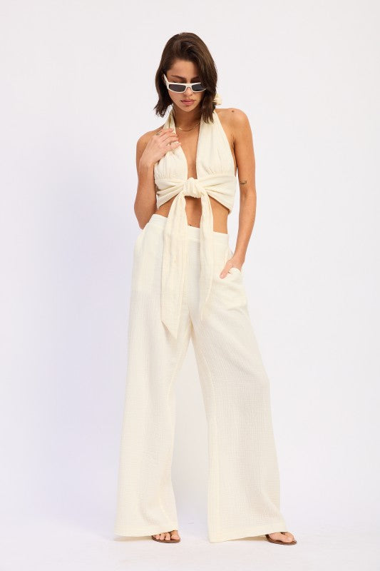 Double Gauze High Waist Palazzo Pants