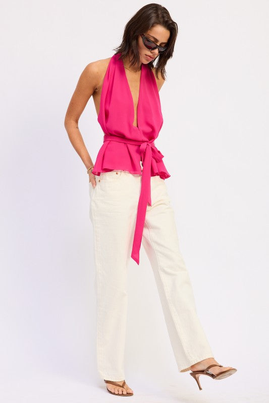 Halter Backless Scarf Top