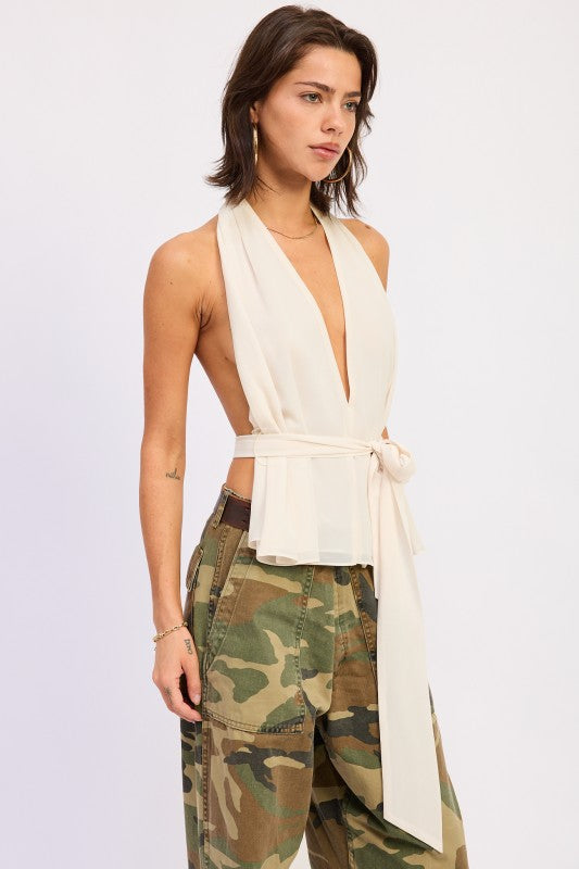 Halter Backless Scarf Top