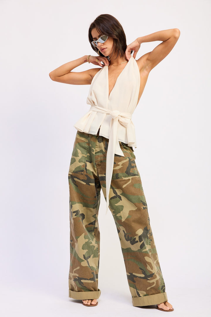 Halter Backless Scarf Top