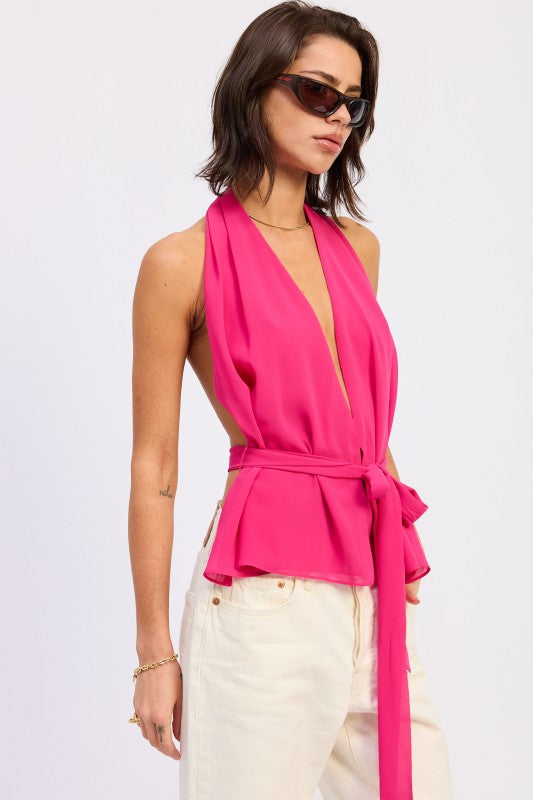 Halter Backless Scarf Top