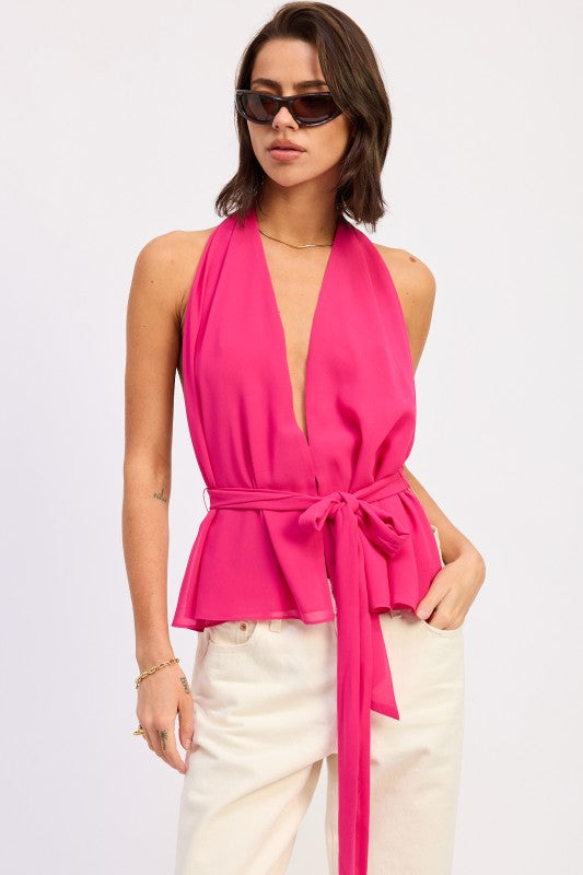 Ivory Halter Backless Scarf Top