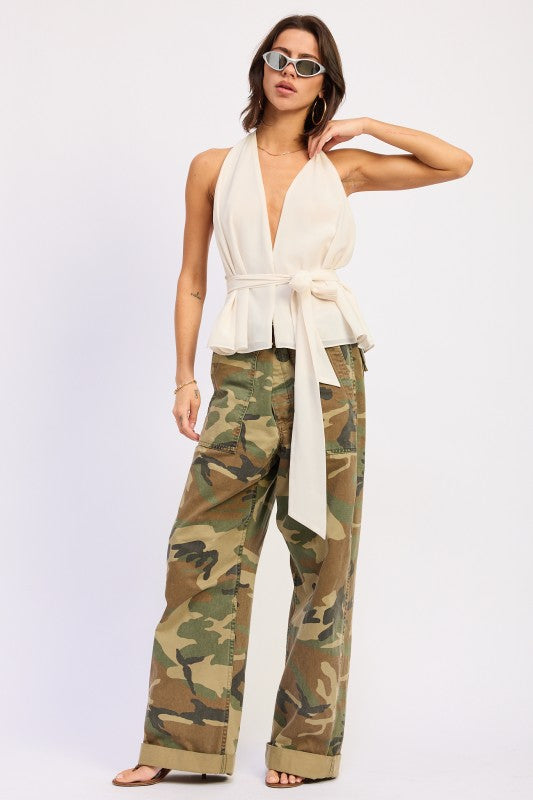 Halter Backless Scarf Top