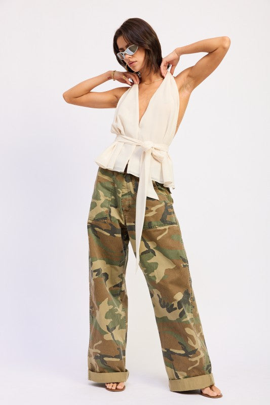 Halter Backless Scarf Top