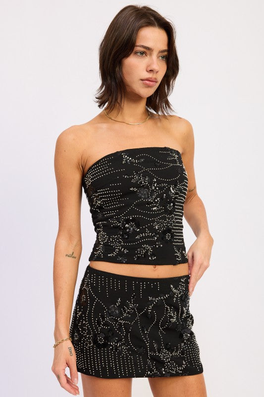 Beaded Sequin Tube Top