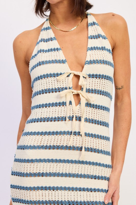 Deep V Halter Maxi Dress