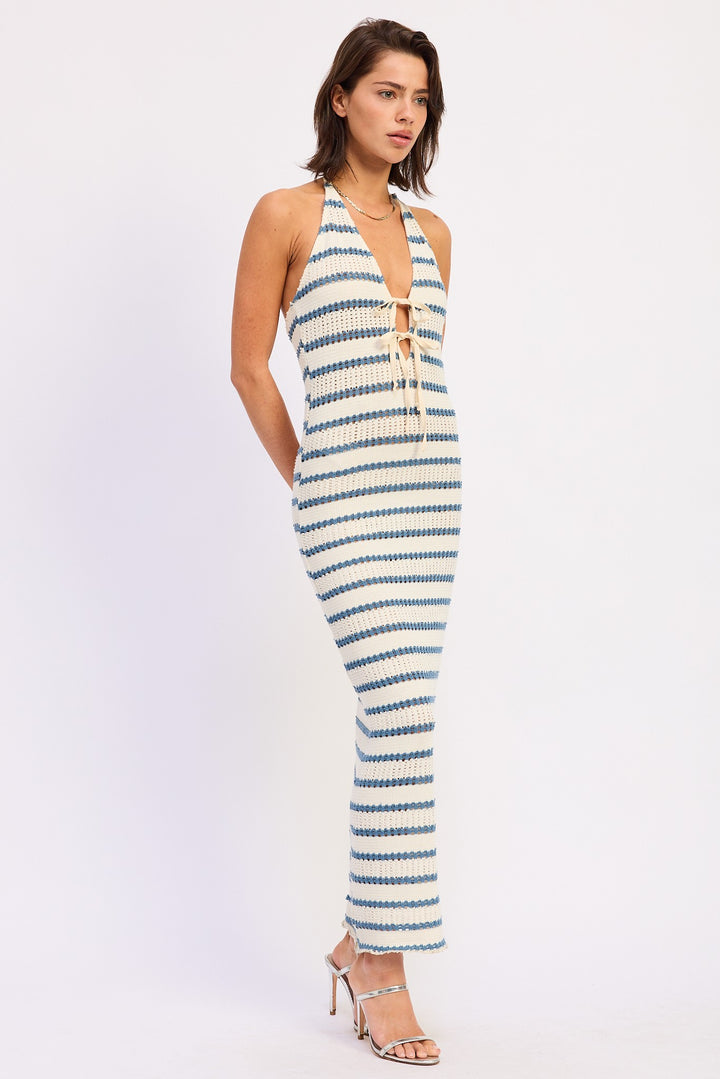 Deep V Halter Maxi Dress