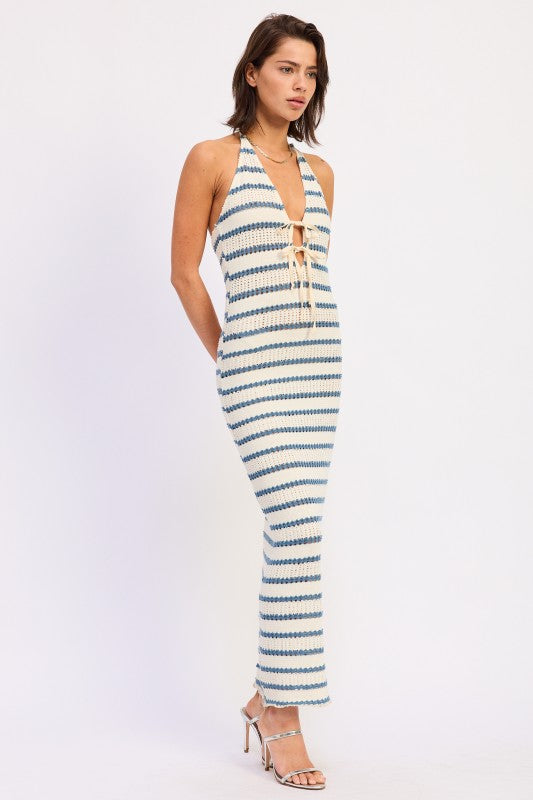 Deep V Halter Maxi Dress