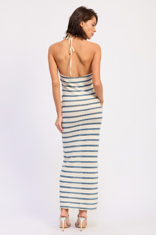 Deep V Halter Maxi Dress