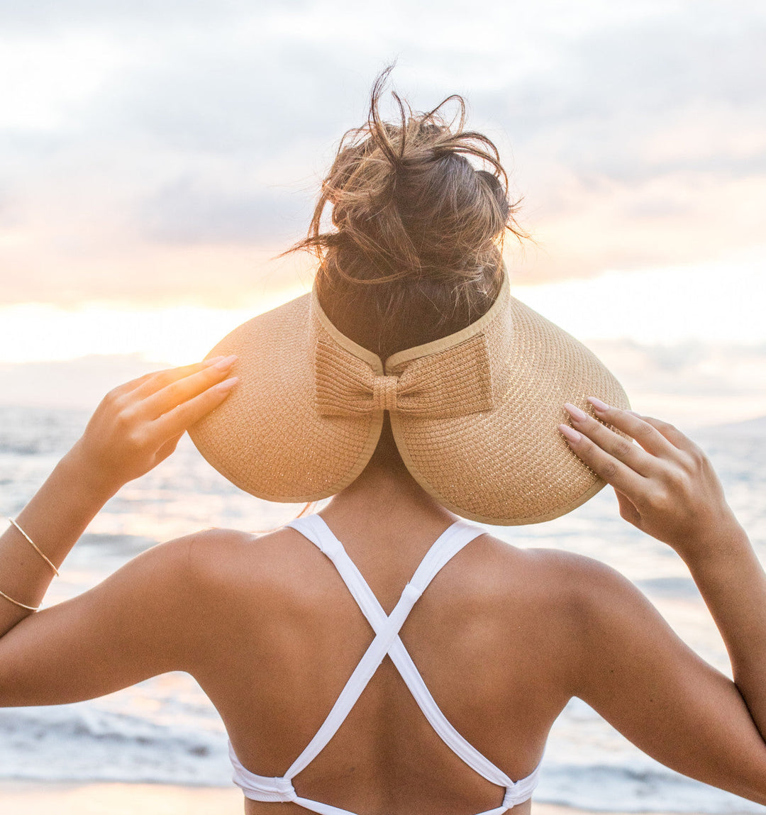 Mocha Foldable Wide Brim Bow Visor 1