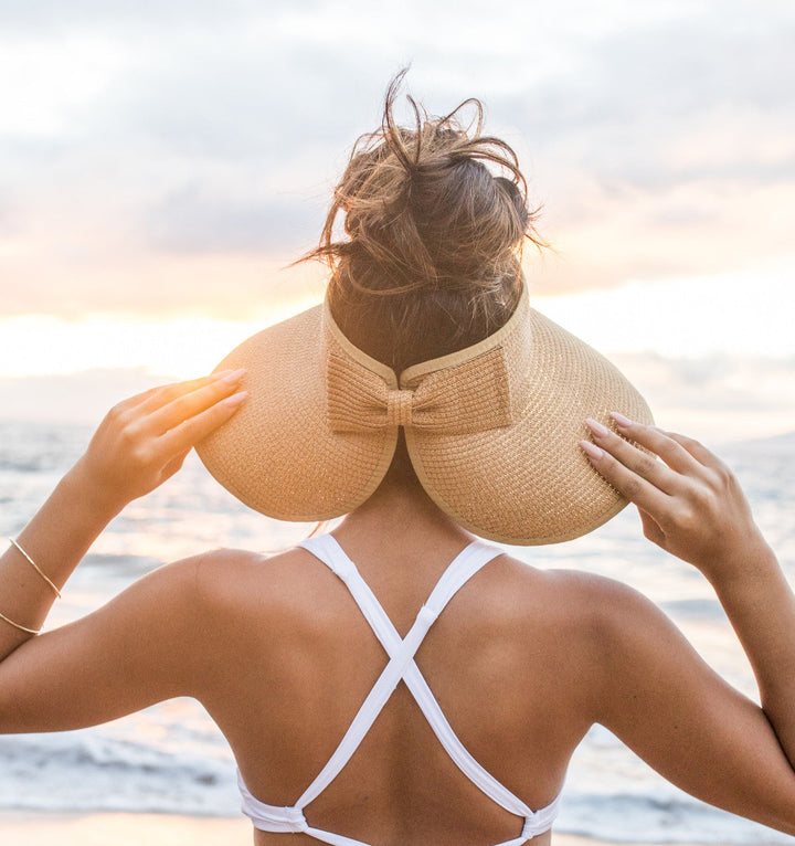 Mocha Foldable Wide Brim Bow Visor 1
